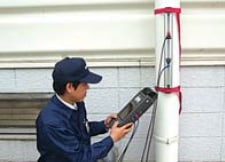 ポンプの使用水量測定の様子