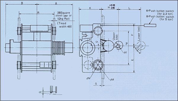 Dimensions : Double Rail Type : 2, 3, 5 ton