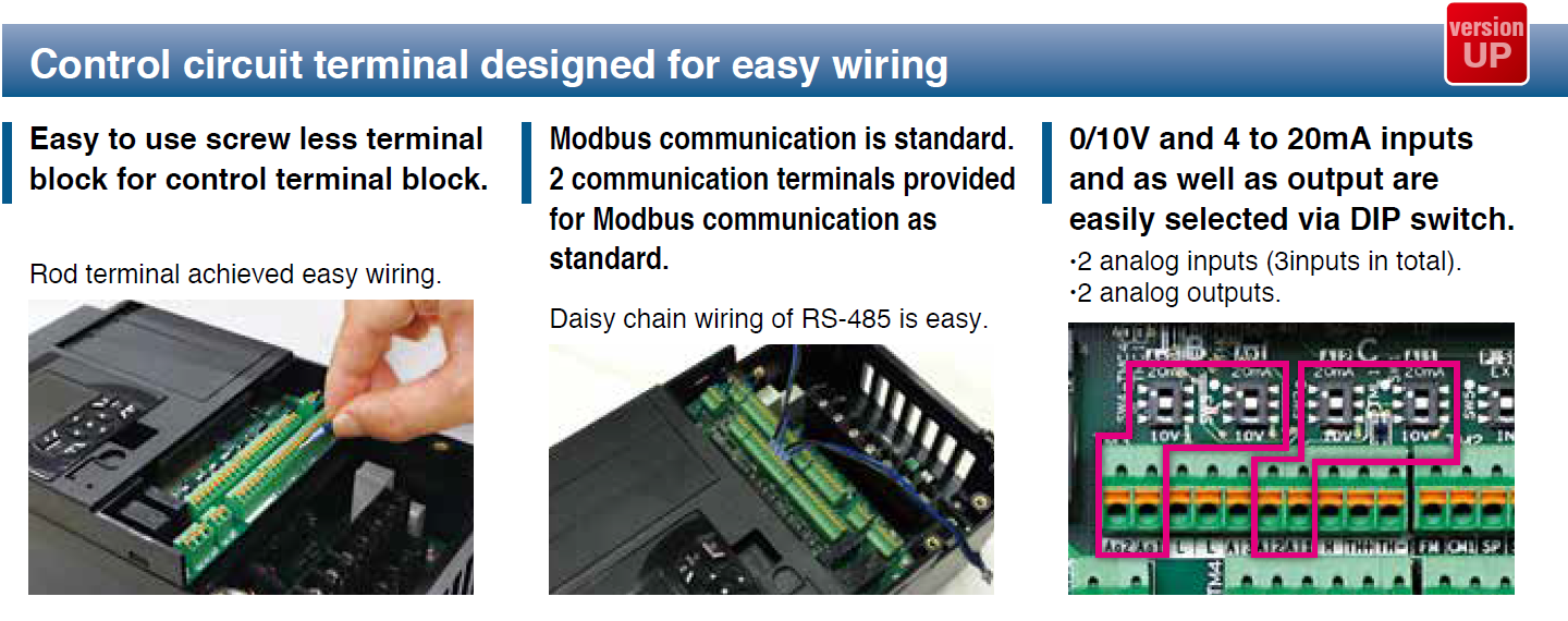 Control circuit terminal designed for easy wiring