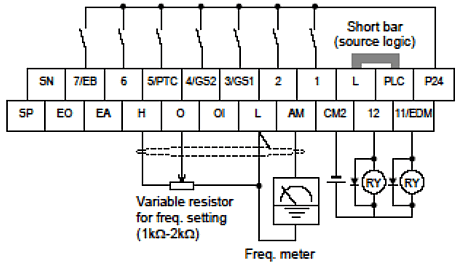 Wiring sample of control logic terminal (source logic)