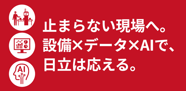 止まらない現場へ。設備✕データ✕AIで、日立は応える。