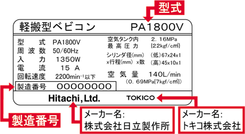 弊社製品をご利用のお客さまへ重要なお知らせ 小型空気圧縮機(型式