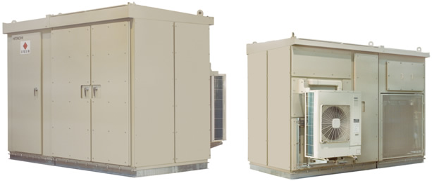 「BUY電ゲートウェイ®」250kWモデル(OPB2-250、左：正面、右：背面)外観写真