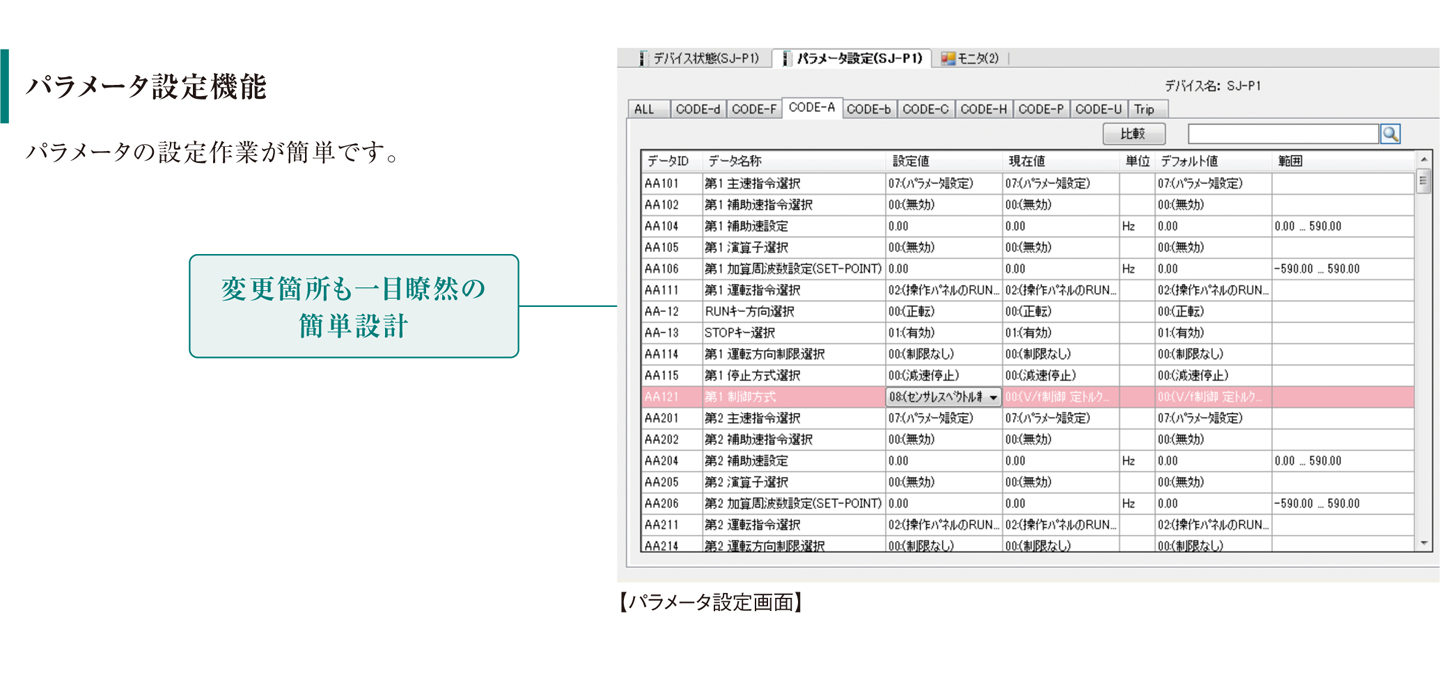 パラメータ設定機能