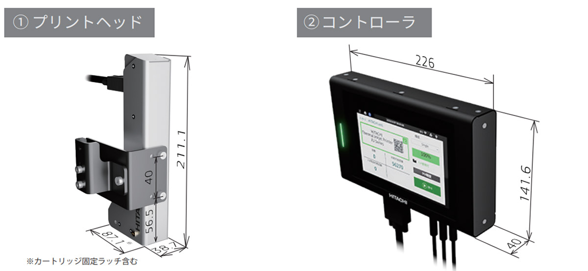 ①プリントヘッド②コントローラ